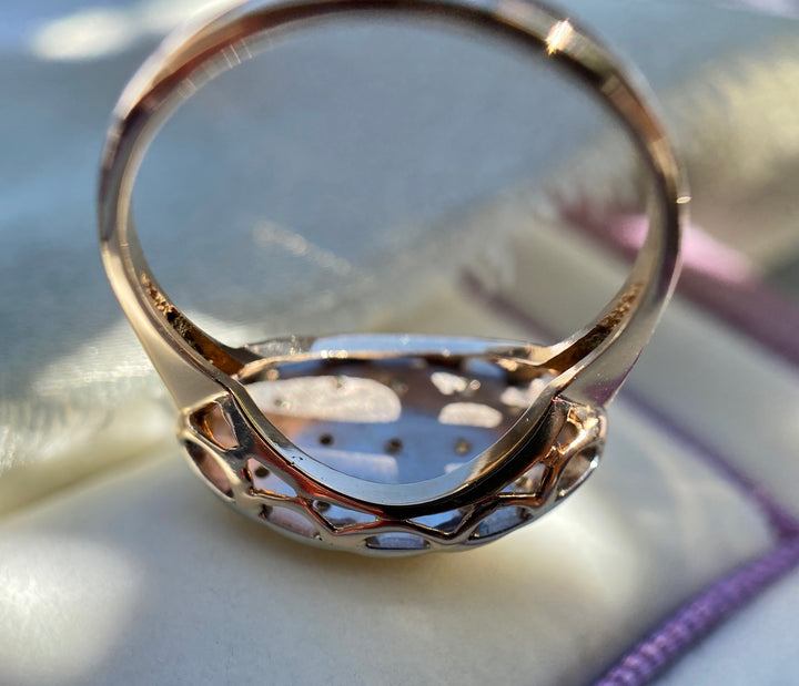 1950’s Art Crest Diamond Ring in 14k White and Yellow Gold