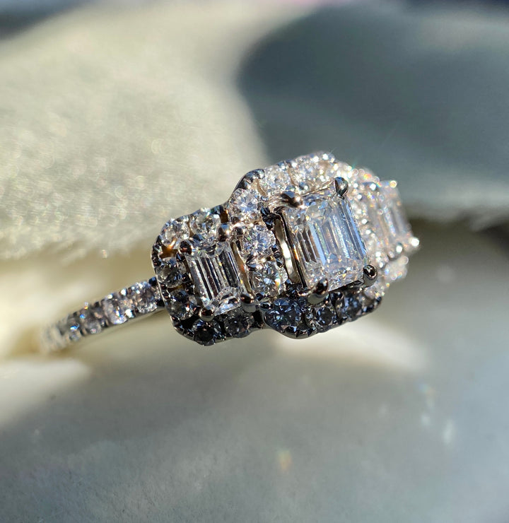 Elegant Emerald Cut .88 Carat tw Diamond Ring in 14k White Gold