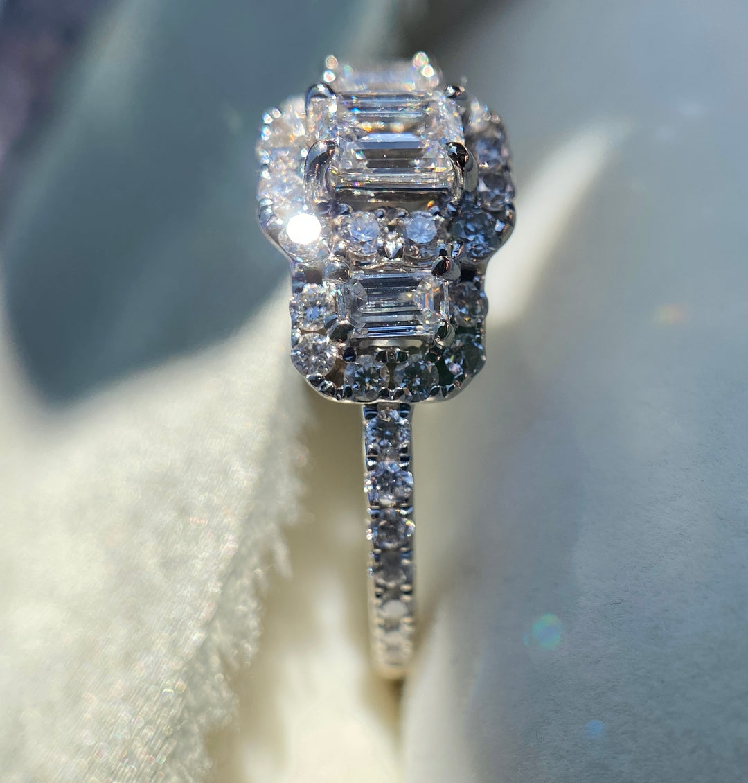 Elegant Emerald Cut .88 Carat tw Diamond Ring in 14k White Gold
