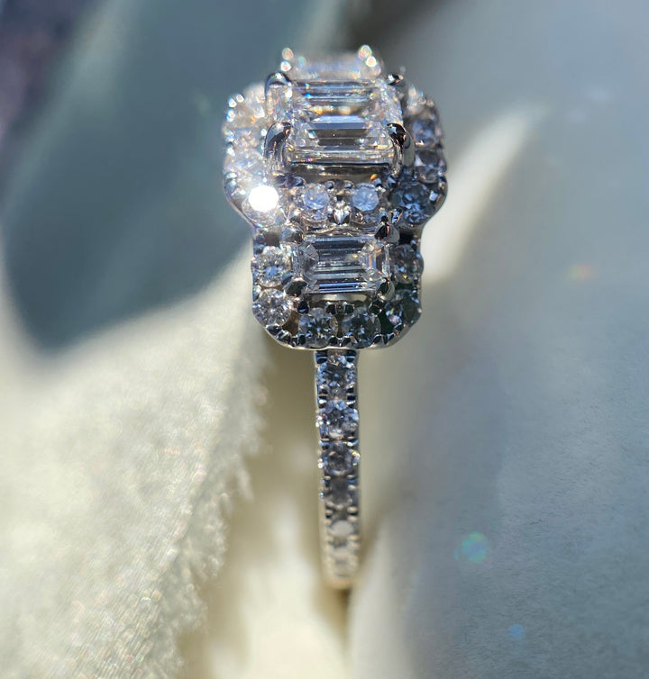 Elegant Emerald Cut .88 Carat tw Diamond Ring in 14k White Gold
