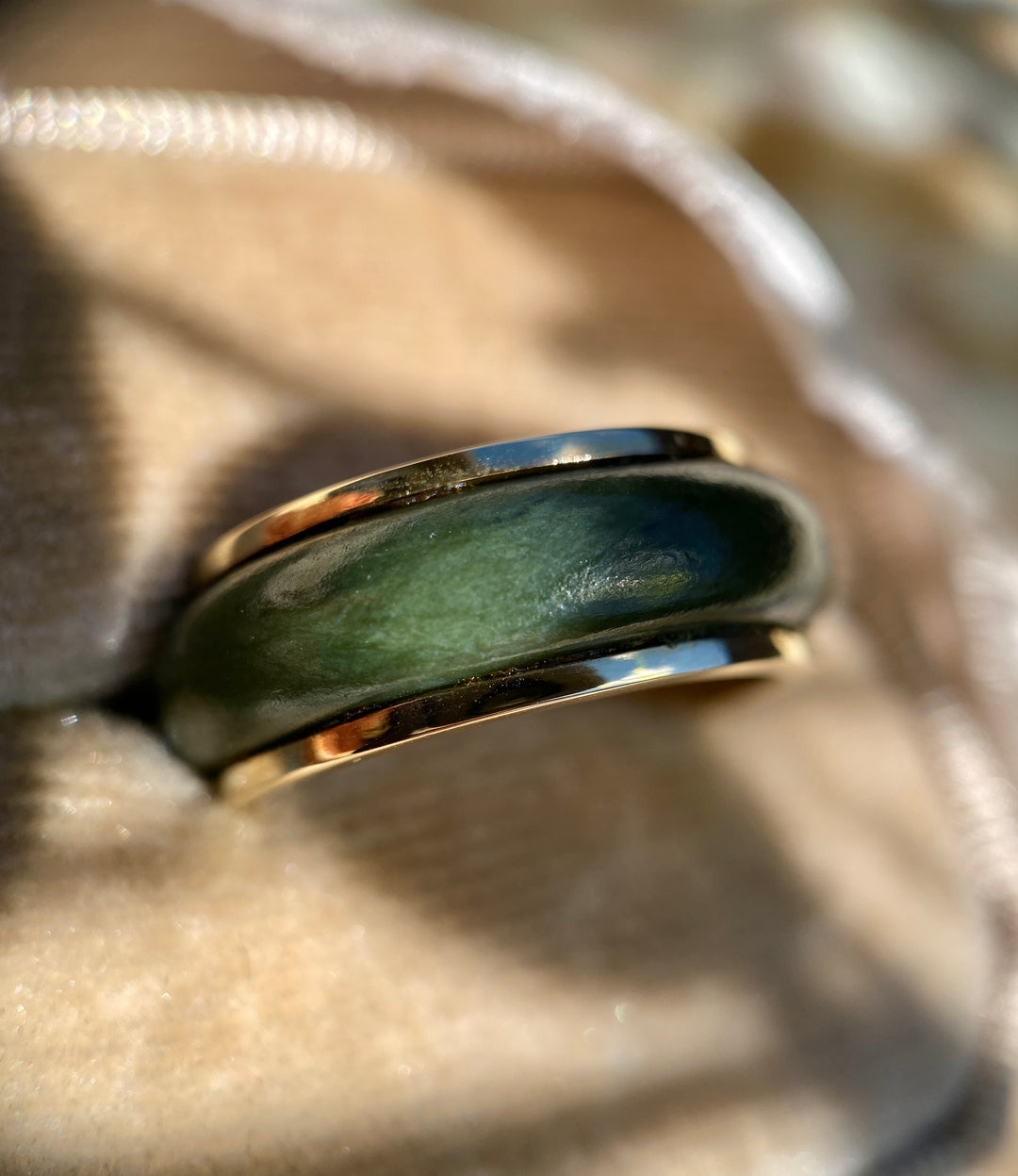 Eternity Jade Ring in 18k Yellow Gold