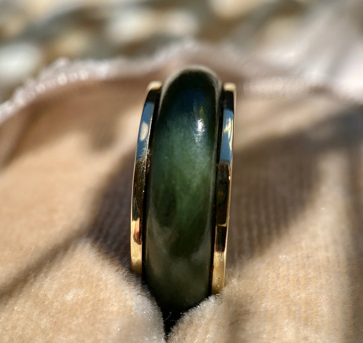 Eternity Jade Ring in 18k Yellow Gold