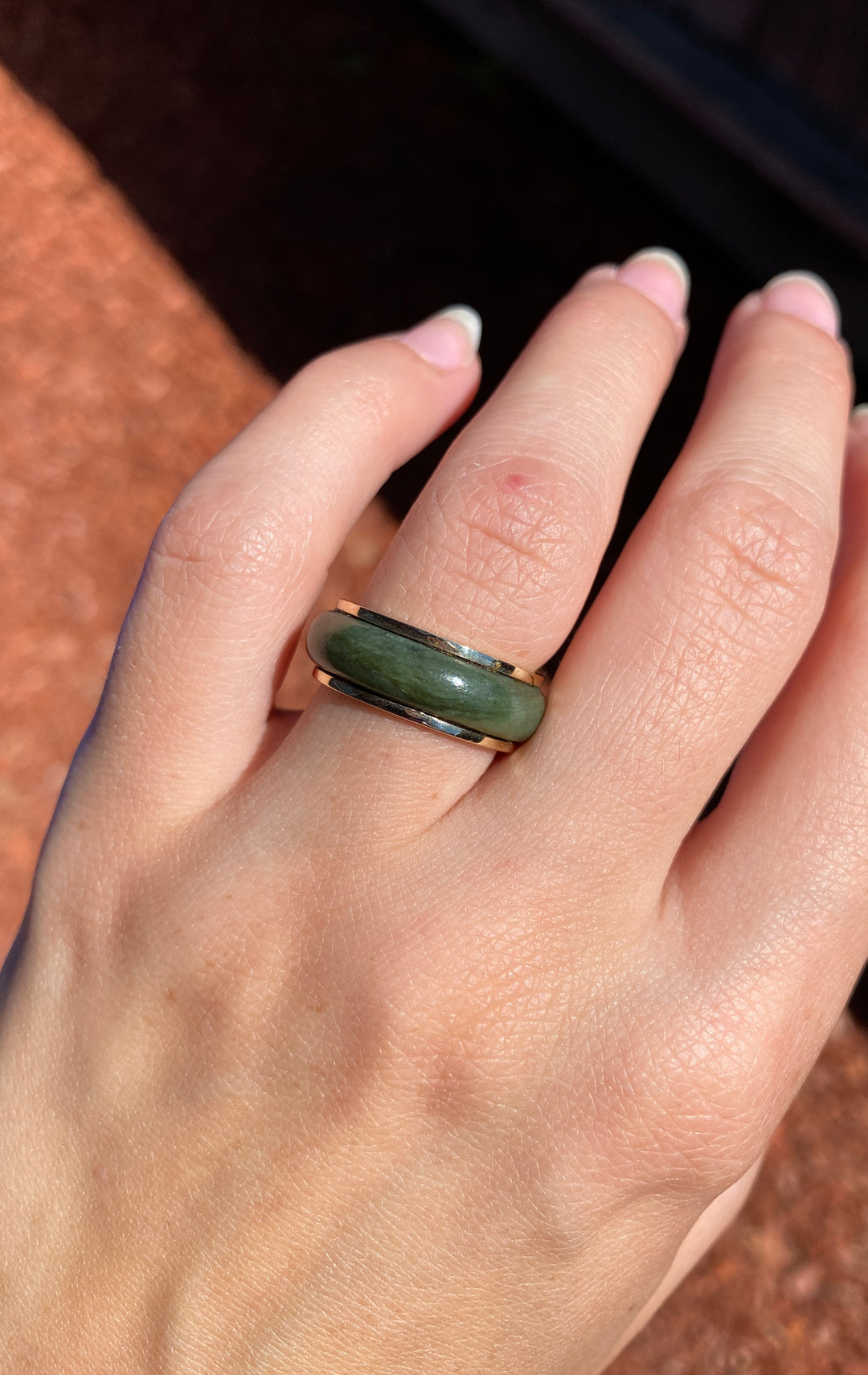 Eternity Jade Ring in 18k Yellow Gold