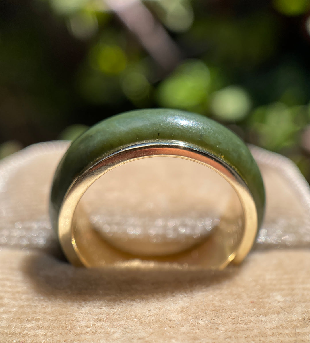 Eternity Jade Ring in 18k Yellow Gold