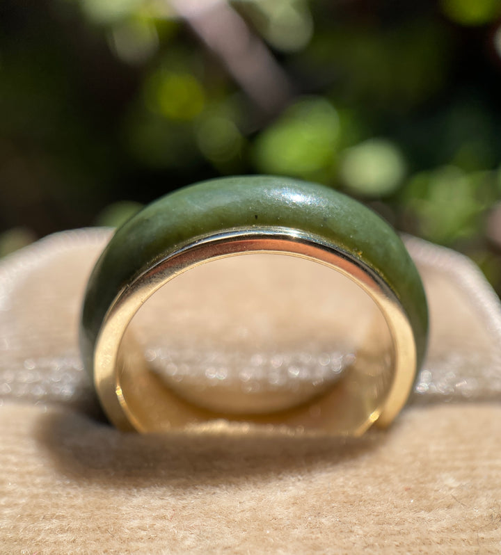 Eternity Jade Ring in 18k Yellow Gold