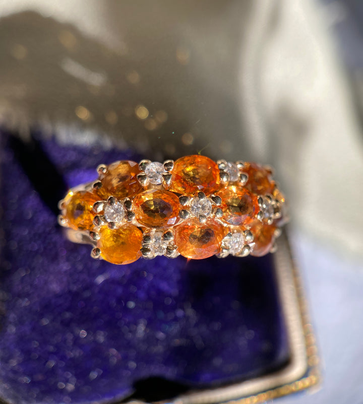 Checkered Citrine and Diamond Ring 1.25 tcw in 14k Yellow Gold