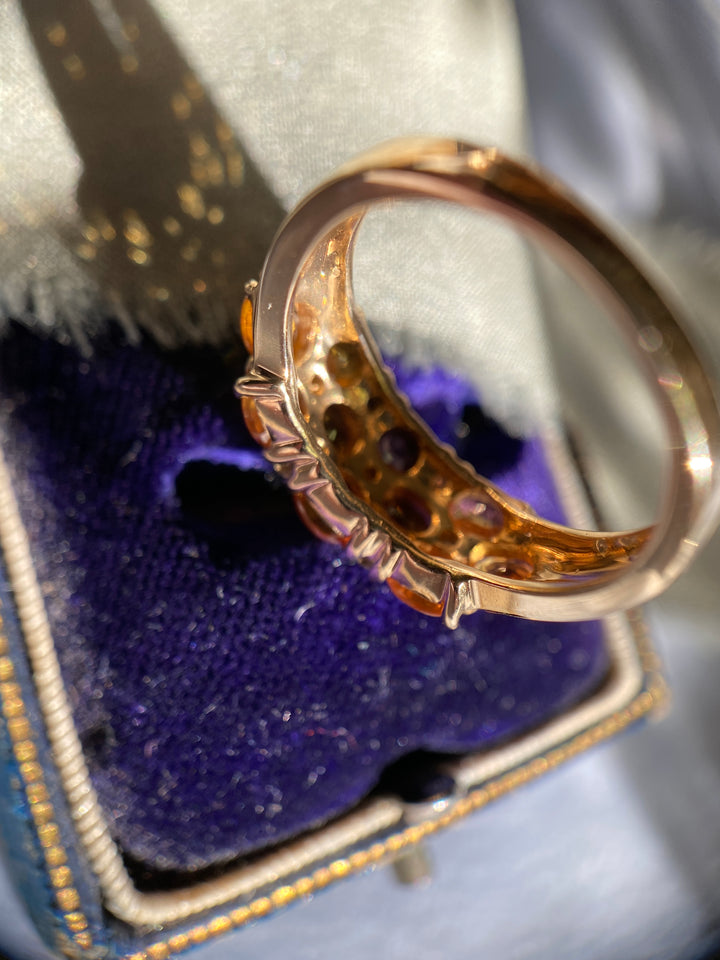 Checkered Citrine and Diamond Ring 1.25 tcw in 14k Yellow Gold