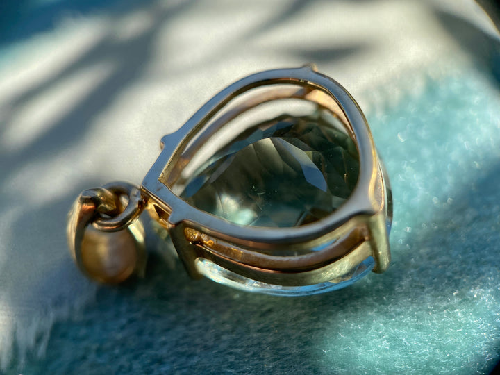 Green Amethyst Prasiolite TCW 15.60 Pendent in 14k Yellow Gold