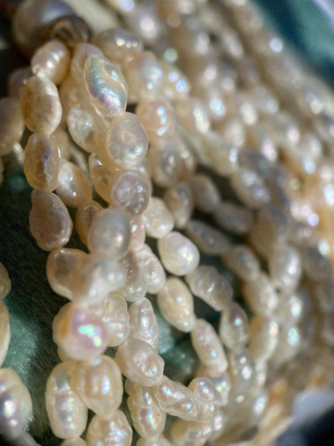 Vintage Cultured Multi-Strand Pearl Necklace in 14k Yellow Gold 16.5"