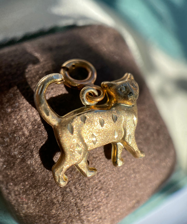 Minimalist Feline Pendant/Charm in 14k Yellow Gold