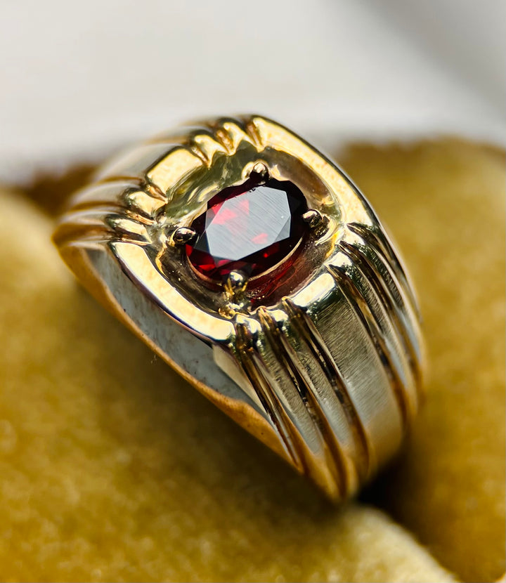 Vintage 1980’s Garnet Ring in 10k Yellow Gold
