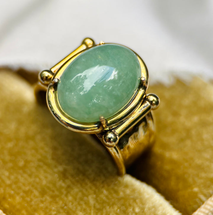 Over 5 Carats Jade Ring in 10k Yellow Gold