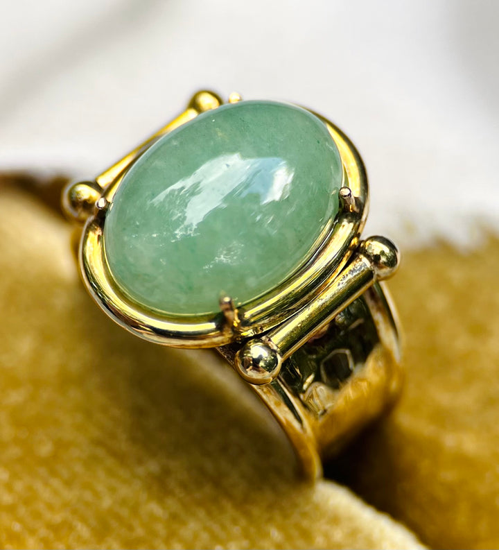 Over 5 Carats Jade Ring in 10k Yellow Gold