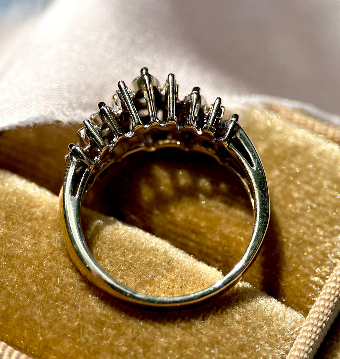 3/4 ctw Round and Baguette Diamond Ring in 10k Yellow Gold