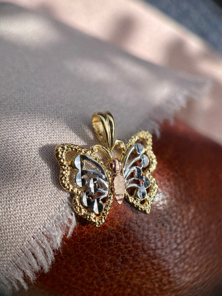 Catching Butterflies Pendant in 14k Yellow Gold