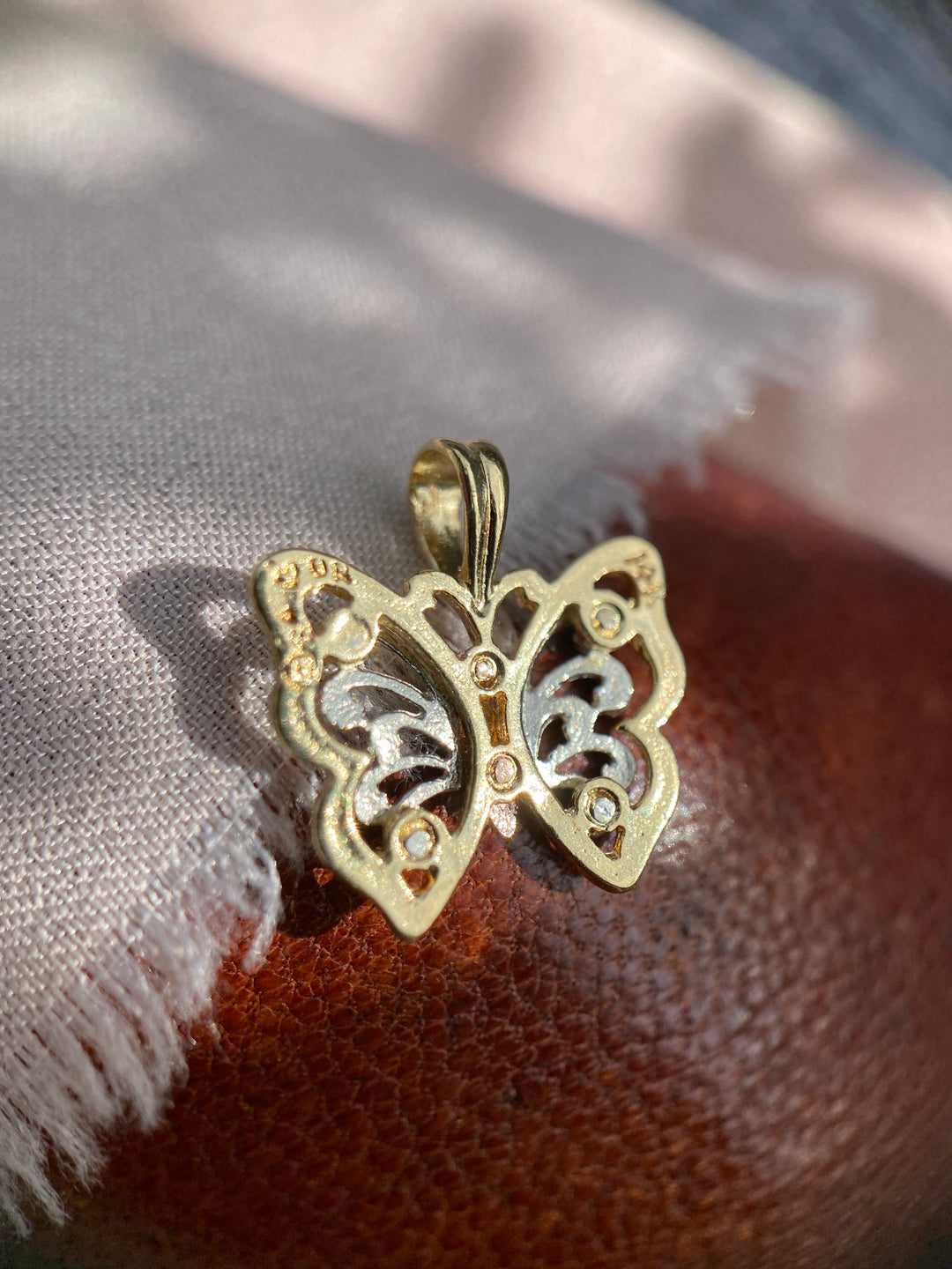 Catching Butterflies Pendant in 14k Yellow Gold