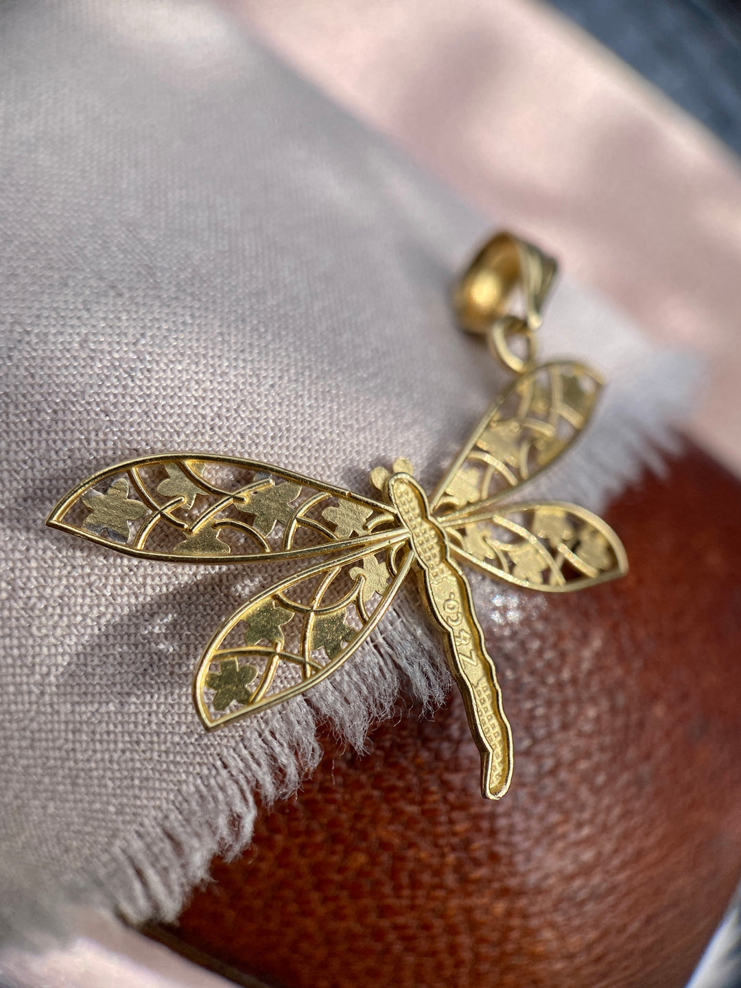 Dragonfly Pendant in 14k Yellow And White Gold