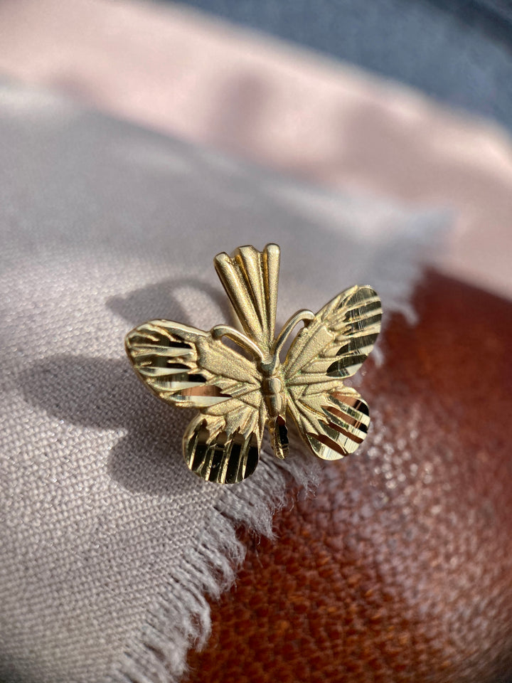 Gilded Monarch Butterfly Pendant in 14k Yellow Gold