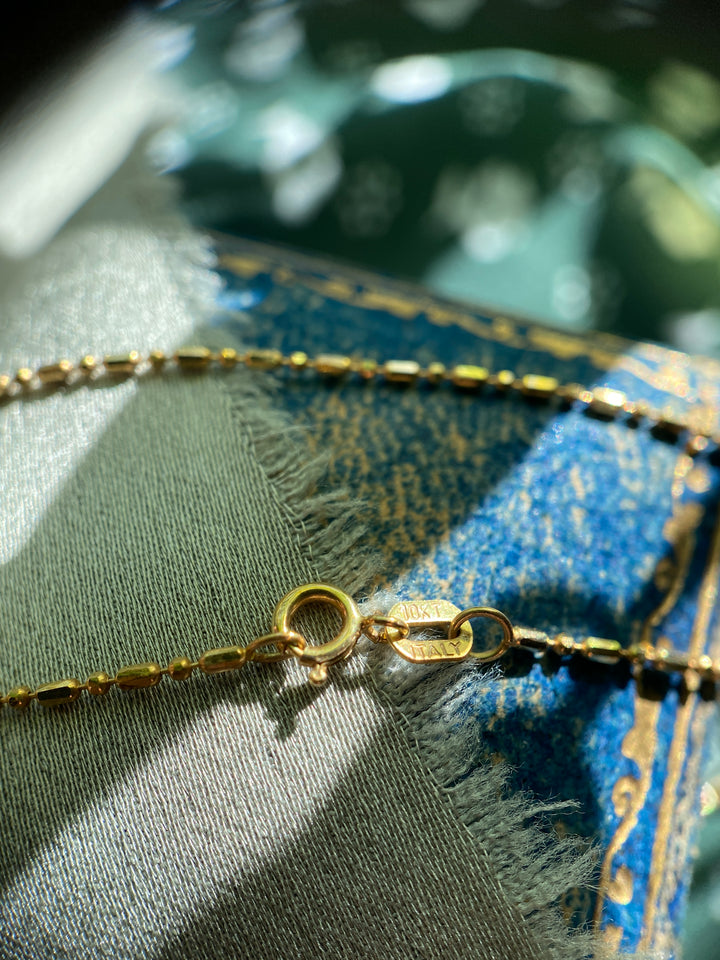 Beaded Dot Dash Chain In Solid 10k Yellow Gold 20“