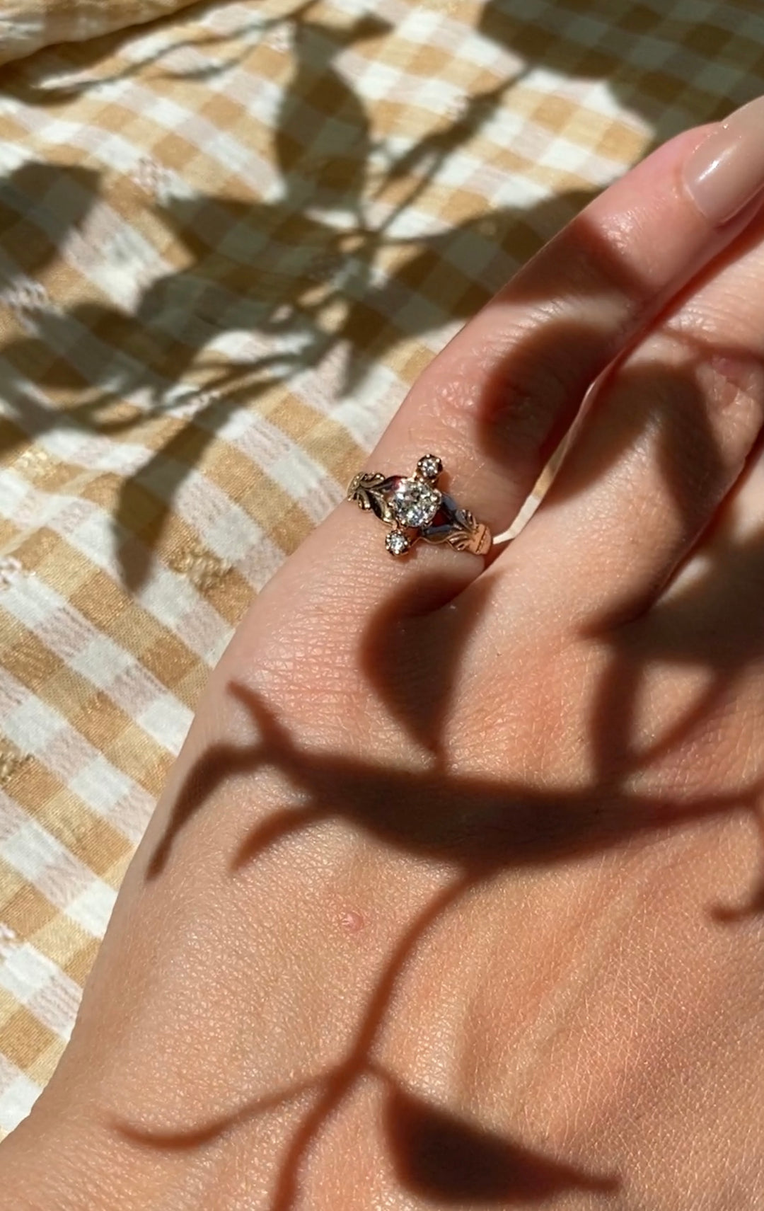 Golden Hour Victorian Old Mine Cut Diamond Ring in 10k Rose Gold