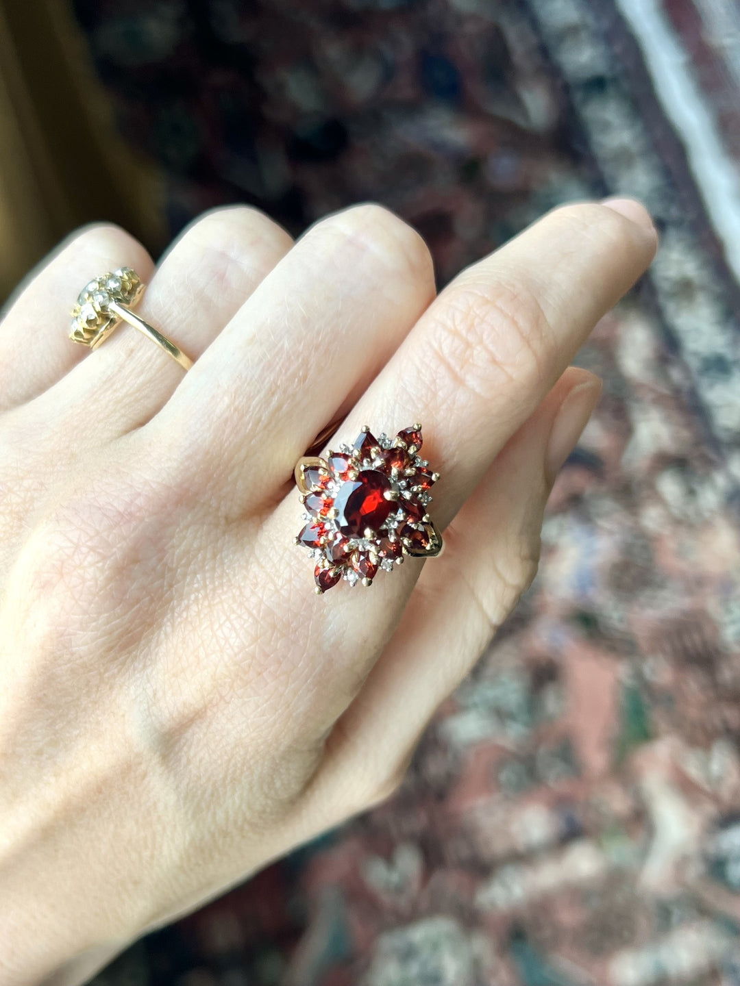 private - Garnet Marquise Ring in Solid Yellow Gold