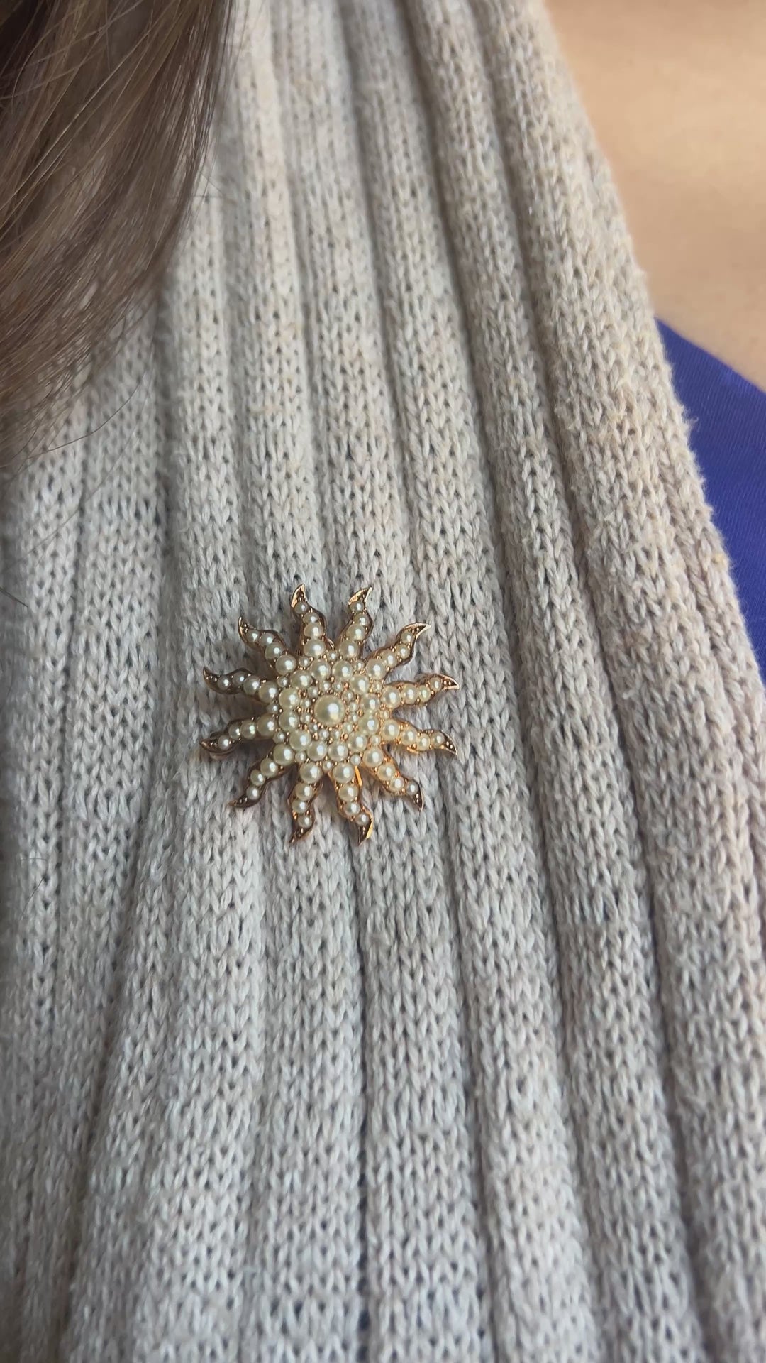 Antique Seed Pearl Brooch or Pendent in 10k Rose Gold