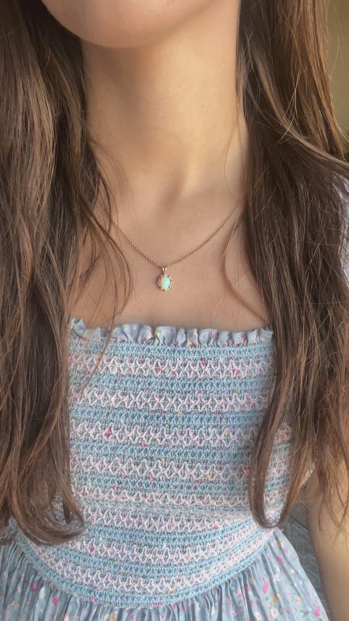 Vintage 90’s Opal Pendant in 14k Yellow Gold