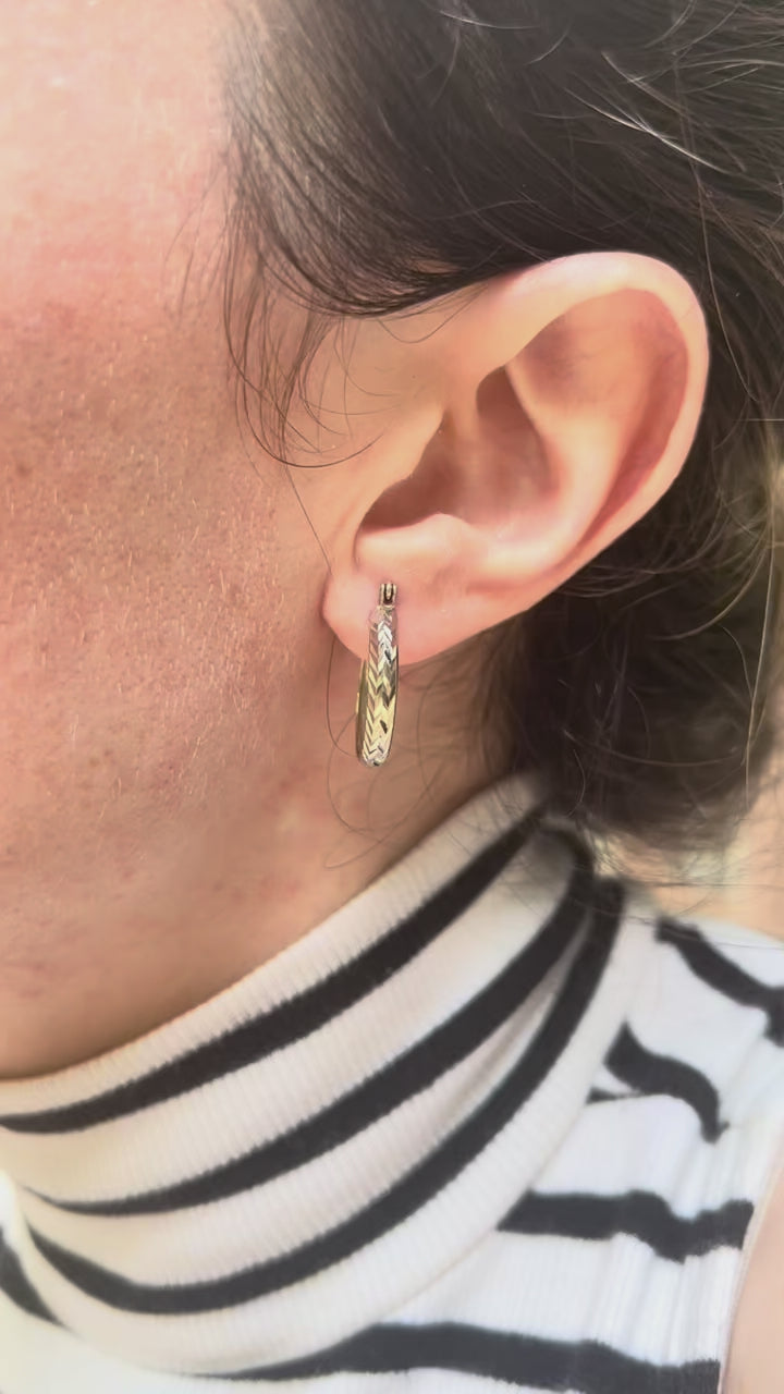 Detailed Twist Hoops in 14k White Gold