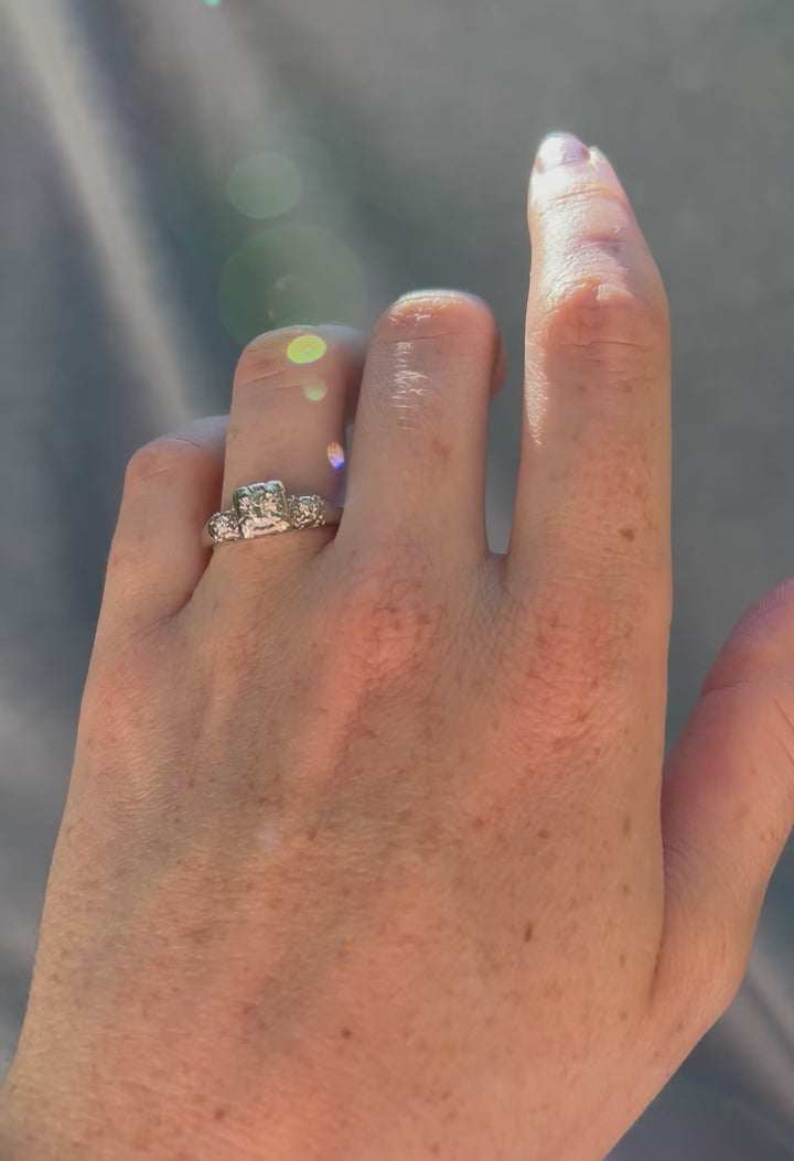 Over 1/3 Carat tw Vintage Diamond Illusion Ring in 14k White Gold