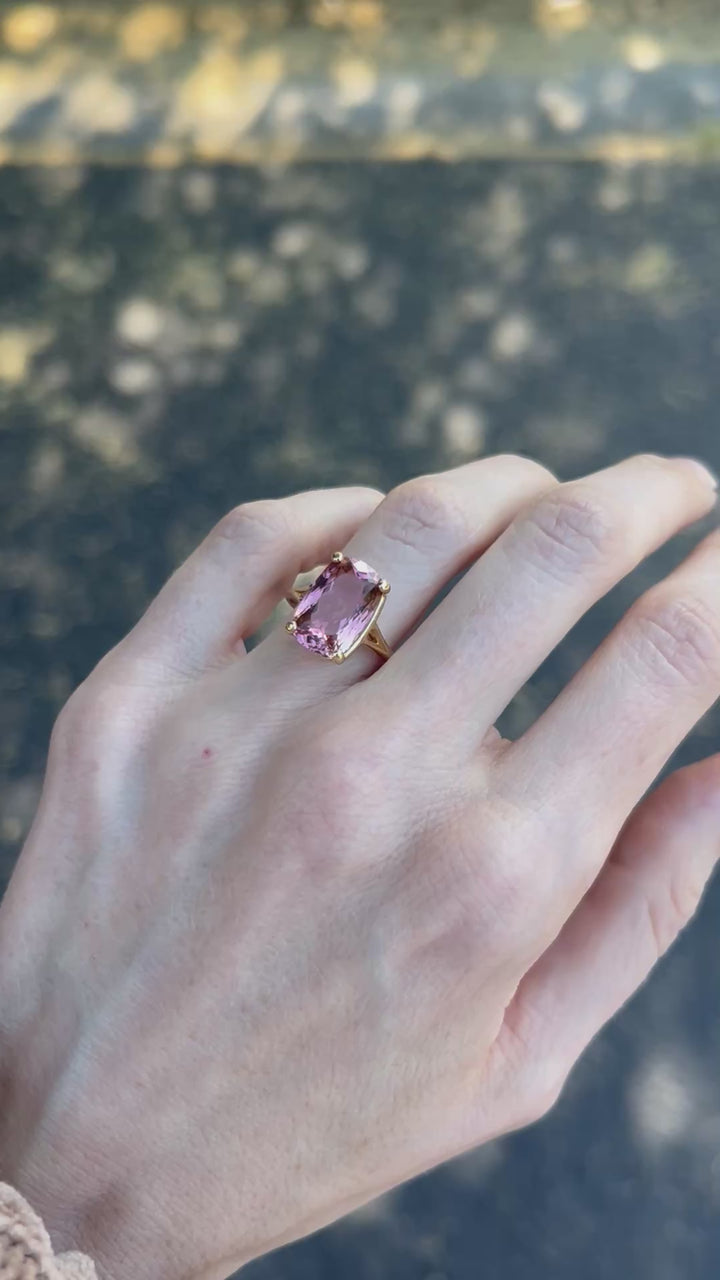Private - Pink Skies 7.11ct Cushion Tourmaline in 14k Yellow Gold