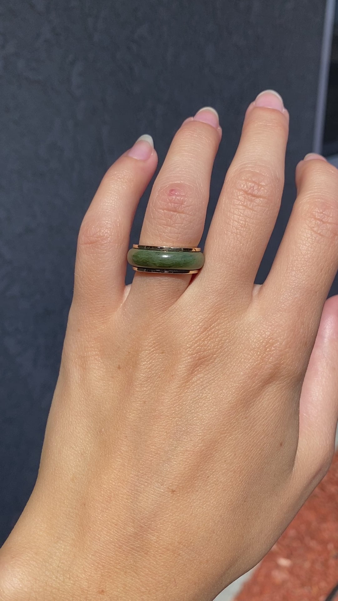 Eternity Jade Ring in 18k Yellow Gold