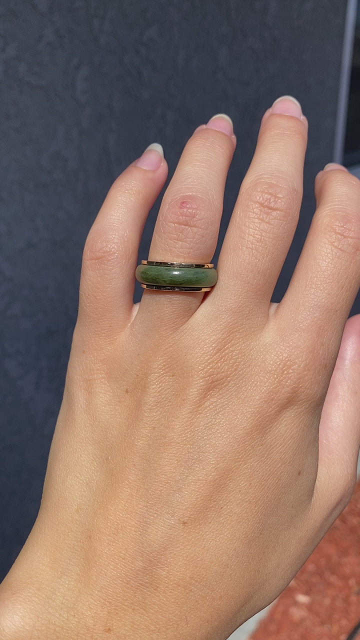 Eternity Jade Ring in 18k Yellow Gold