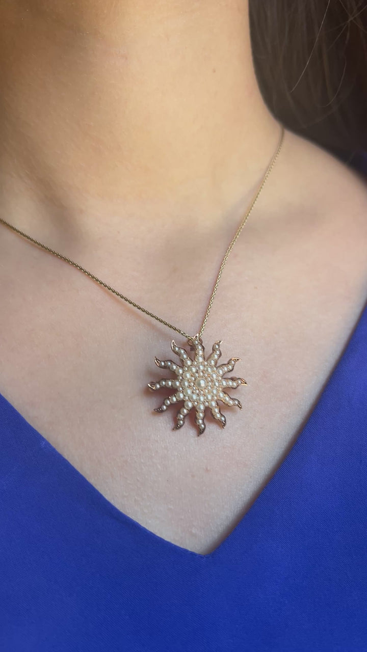 Antique Seed Pearl Brooch or Pendent in 10k Rose Gold