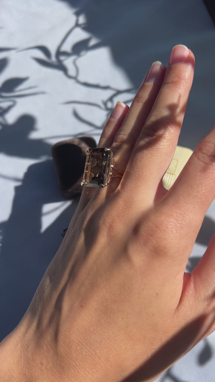 Vintage Brown Topaz Ring in 14k Yellow Gold