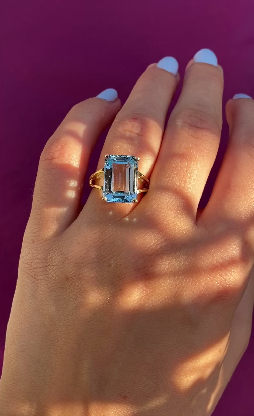 Clear Sky Vintage Blue Topaz Ring in 10k Yellow Gold