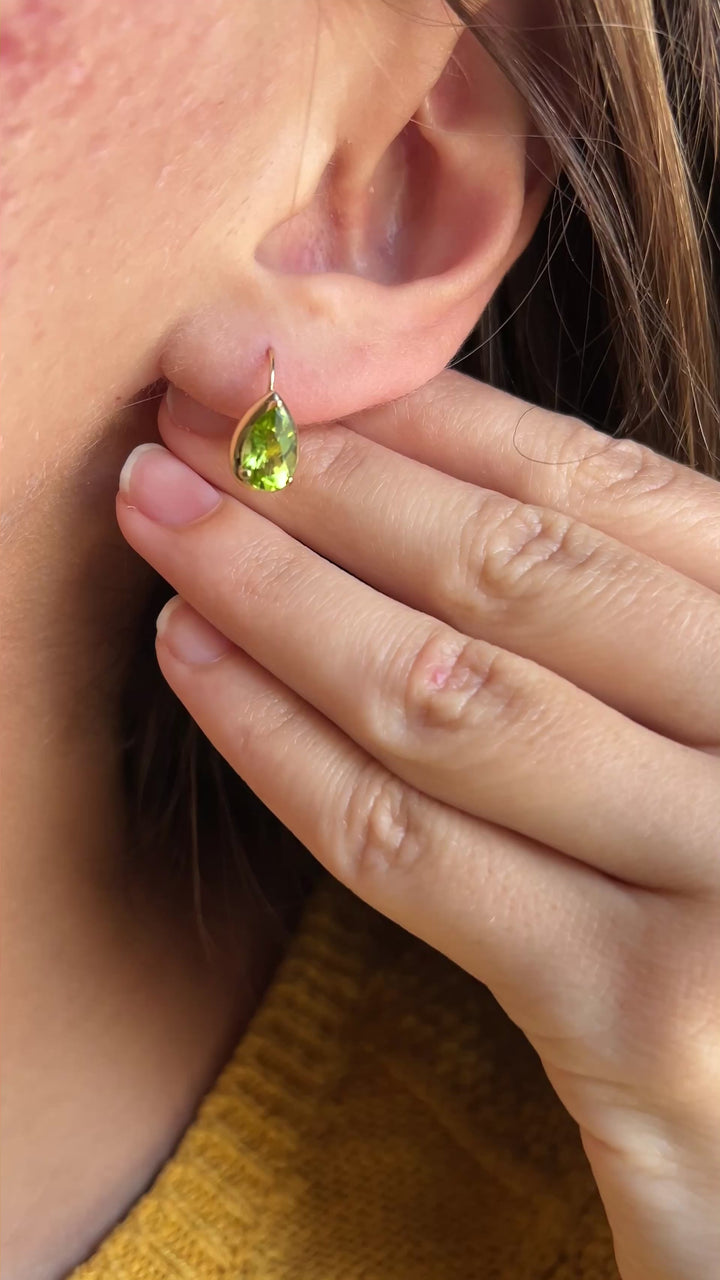 Peridot Earrings in 14k Yellow Gold