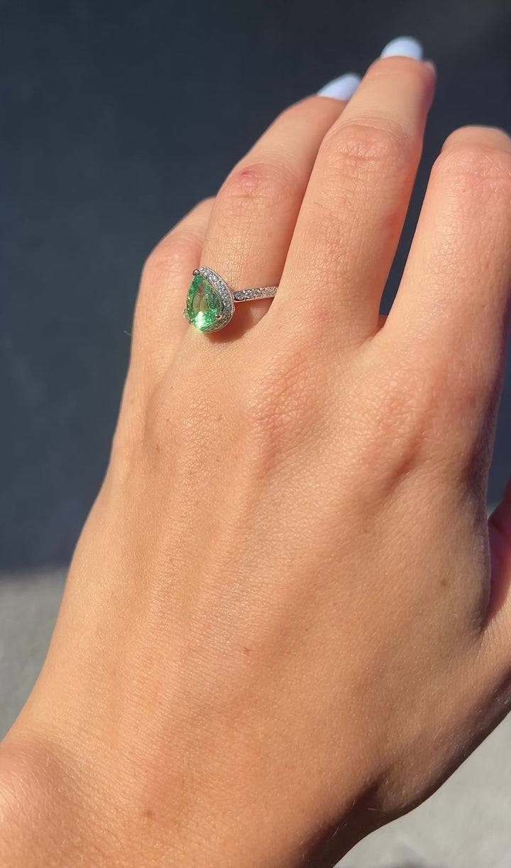 Tsavorite Garnet And Diamond Ring in 18k White Gold 1.97tcw