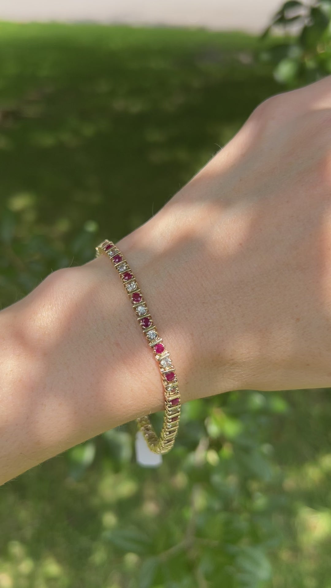 Private Ruby & White Sapphire Bracelet in 10k Yellow Gold & Citrine Pendant in 14k