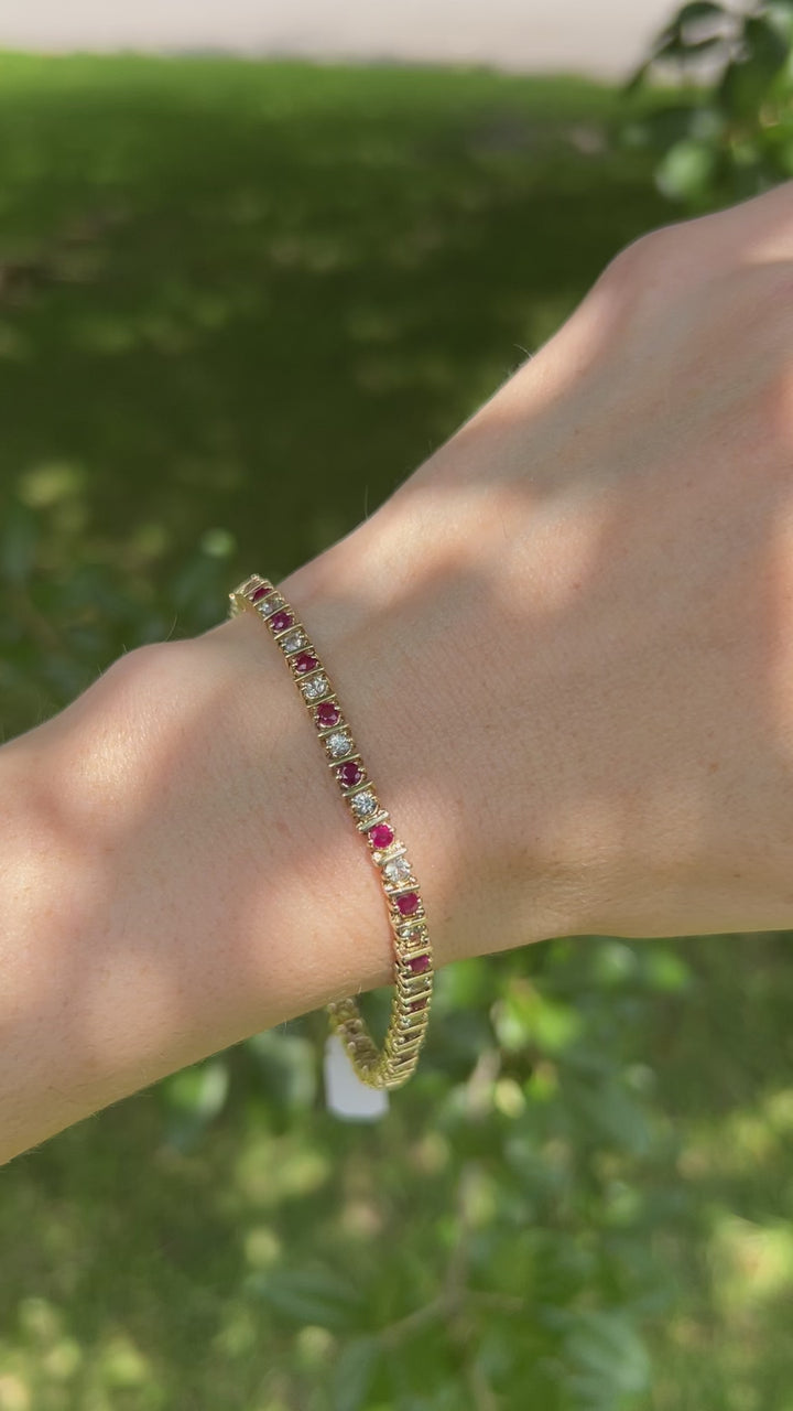 Private Ruby & White Sapphire Bracelet in 10k Yellow Gold & Citrine Pendant in 14k