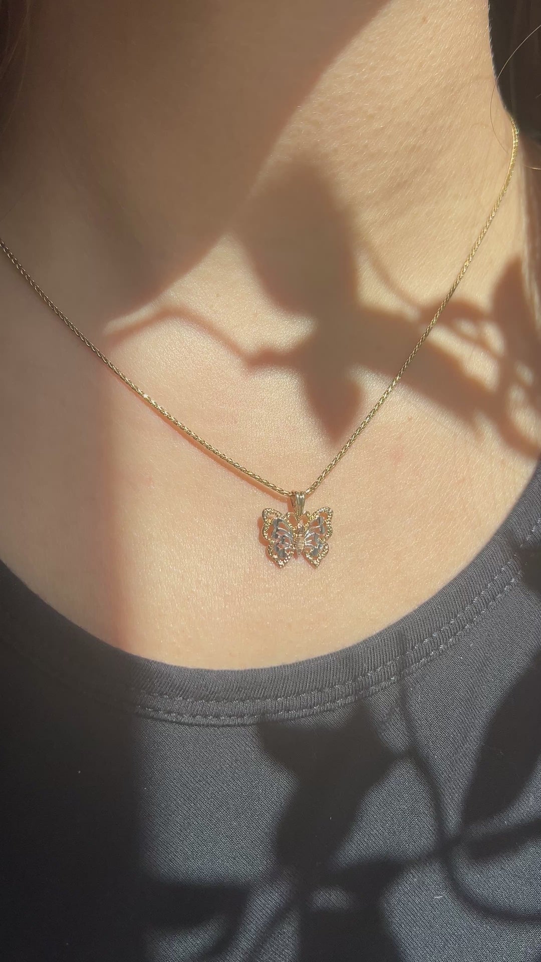 Catching Butterflies Pendant in 14k Yellow Gold