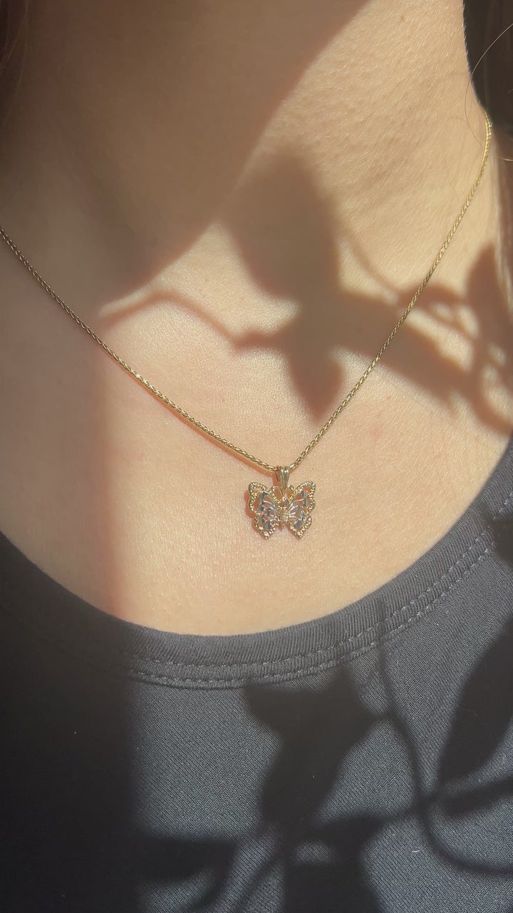 Catching Butterflies Pendant in 14k Yellow Gold