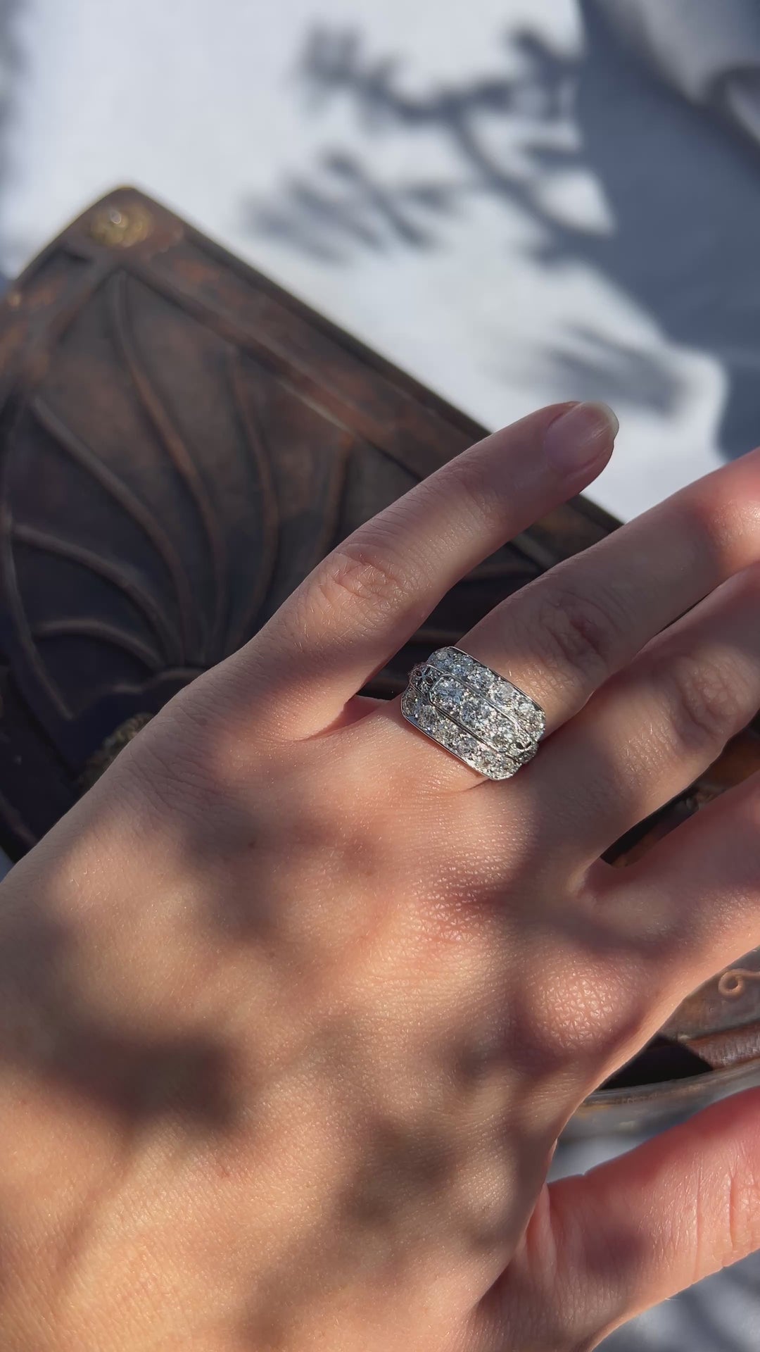 Art Deco Glamor TCW 1.52 Old European Diamonds Platinum Ring