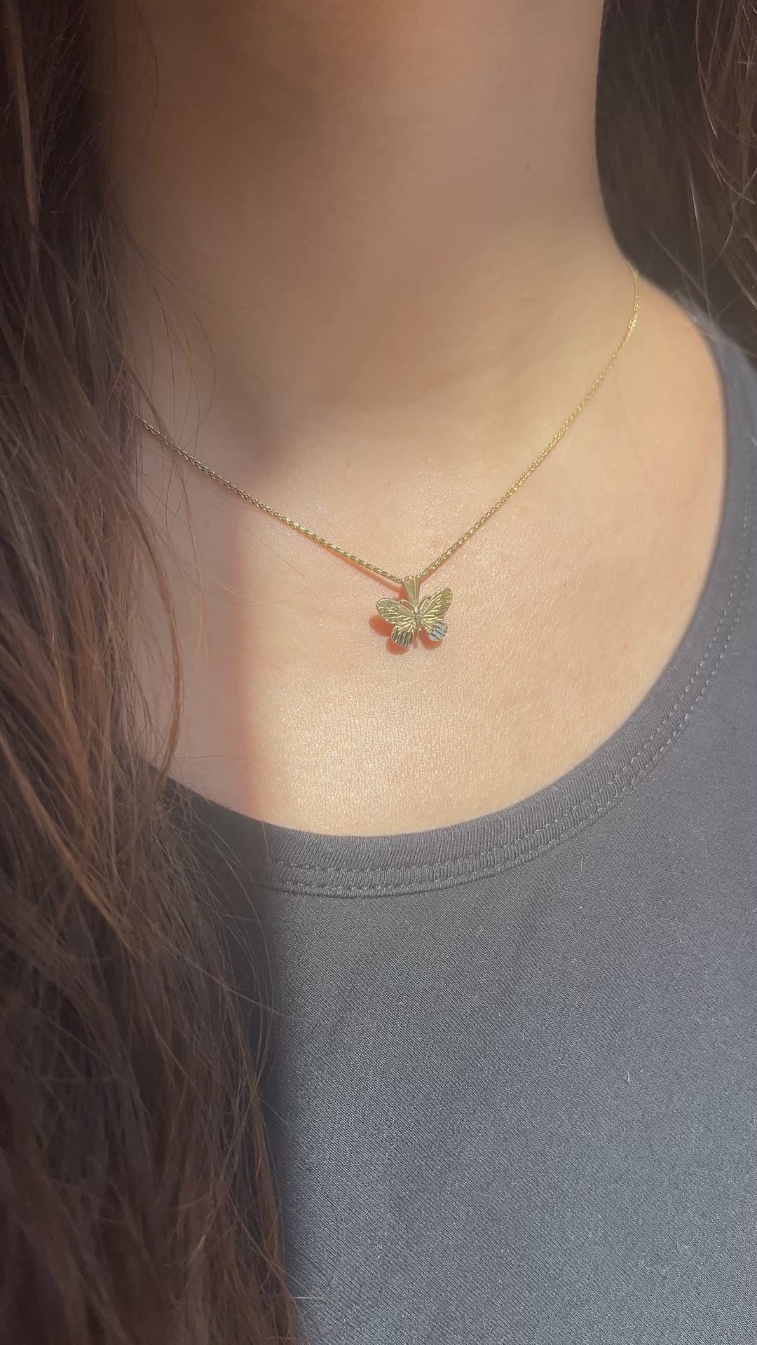 Gilded Monarch Butterfly Pendant in 14k Yellow Gold