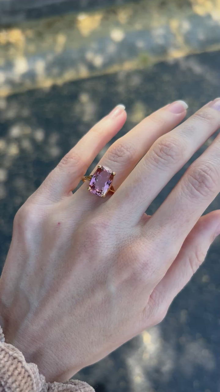 Private - Pink Skies 7.11ct Cushion Tourmaline in 14k Yellow Gold
