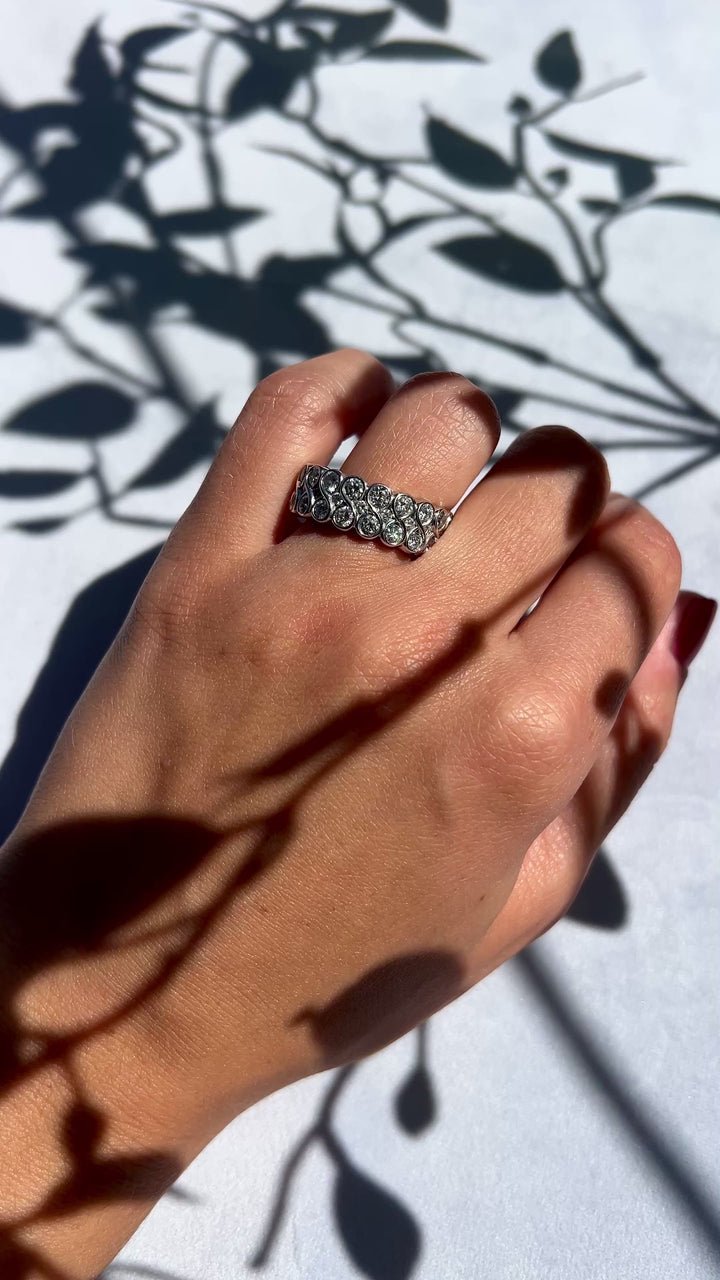 Wide Diamond Band In 14k White Gold