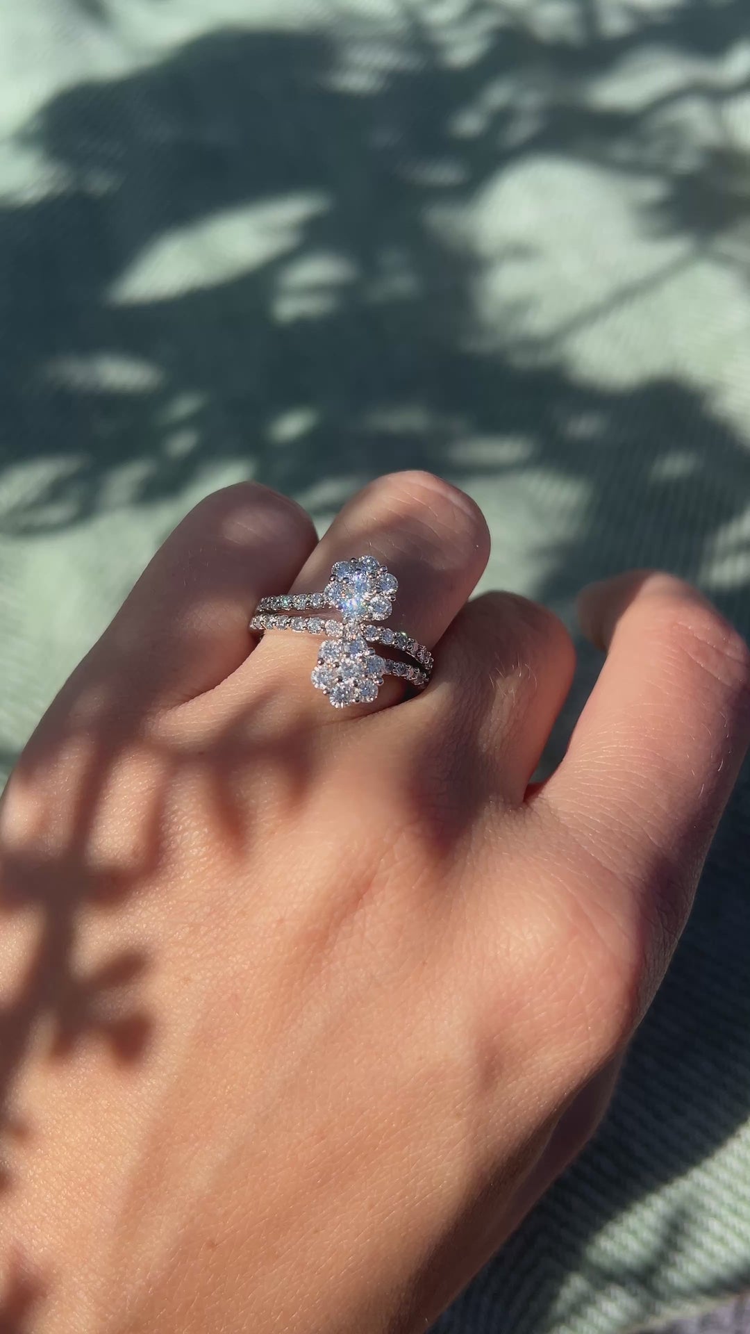 Modern Flower Power Natural Diamond Ring in 18k White Gold 1.20TCW