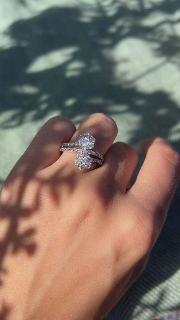 Modern Flower Power Natural Diamond Ring in 18k White Gold 1.20TCW