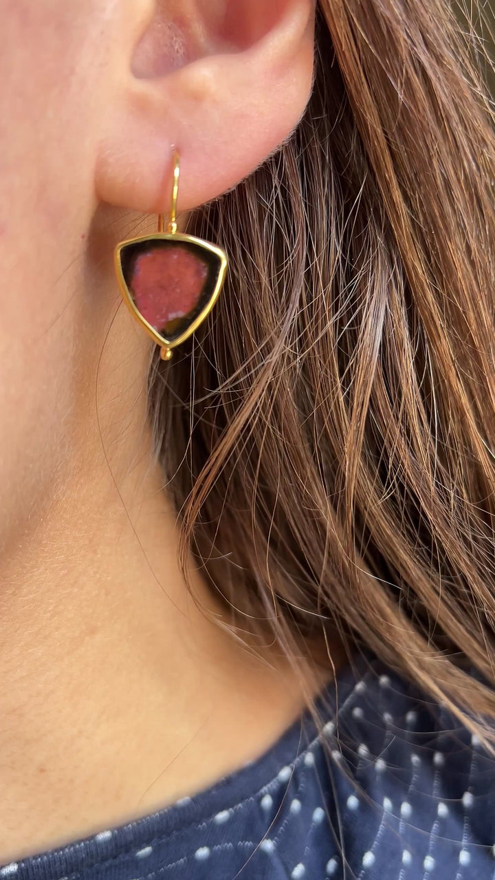 Timeless Vintage Tourmaline Earrings 18k Yellow Gold