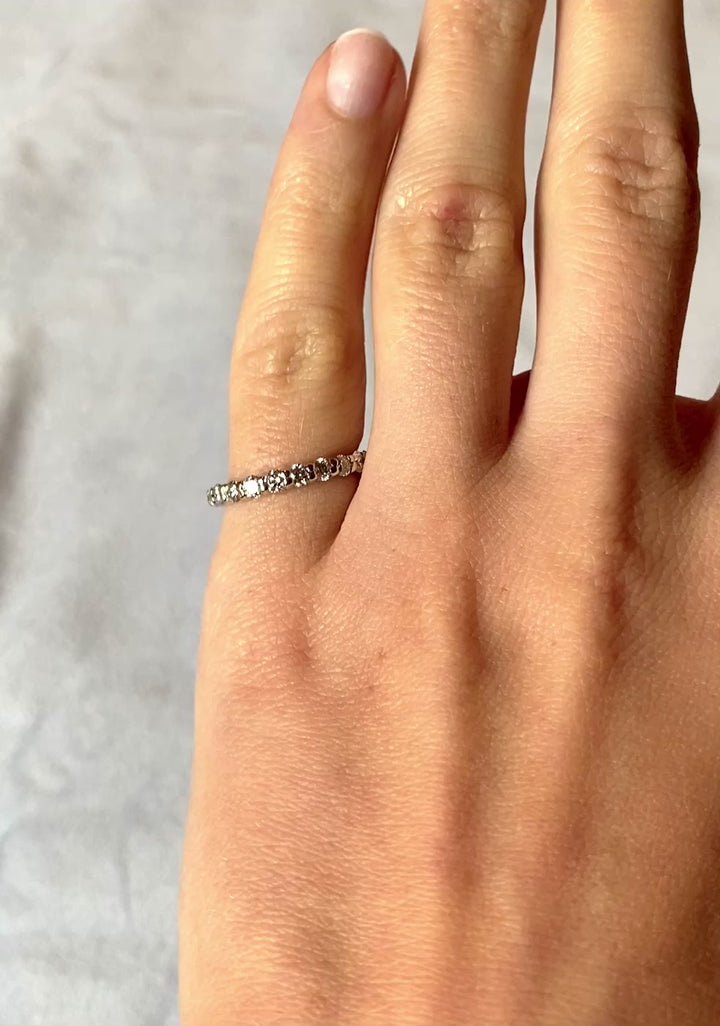 The Meridian Ring 1 Carat Floating Semi-Bezel Diamond Eternity Band in 14k White Gold