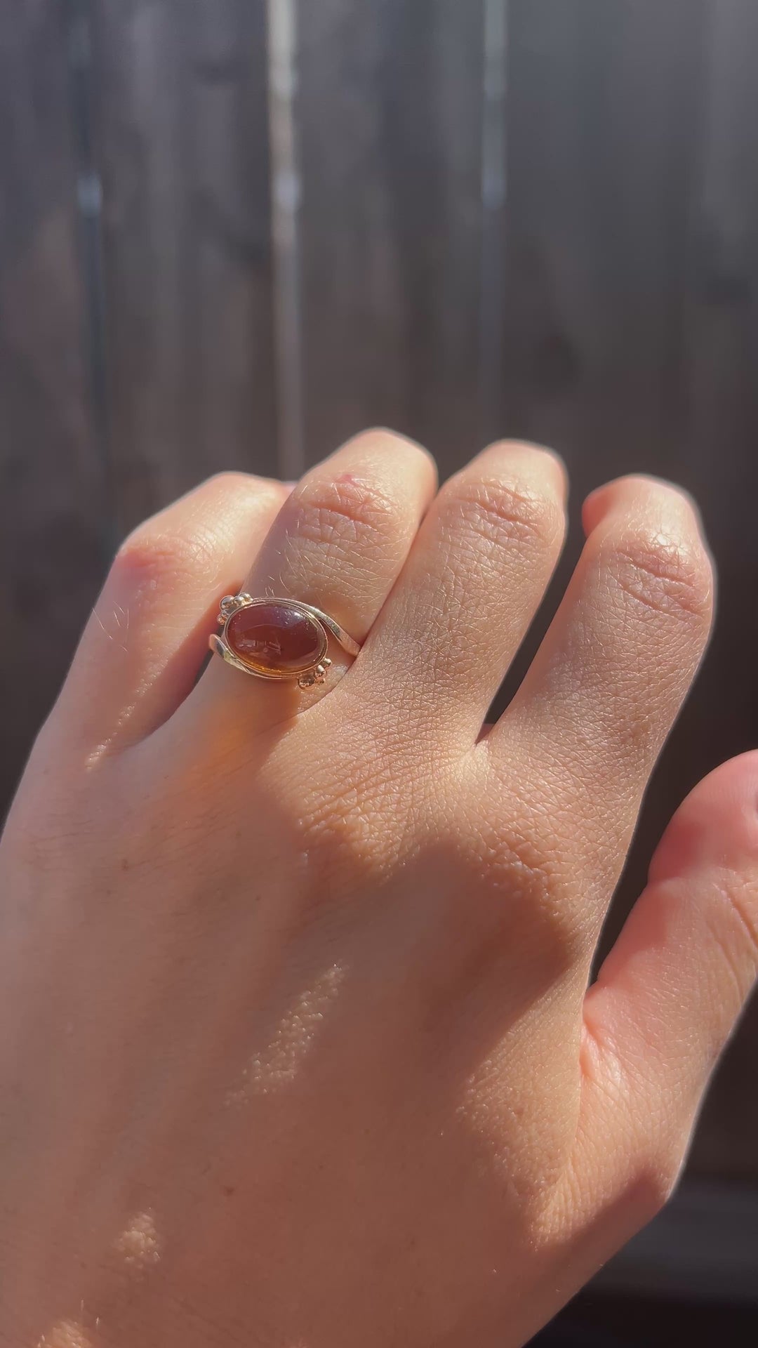 Vintage European Amber Ring in 12k-14k Rose Gold